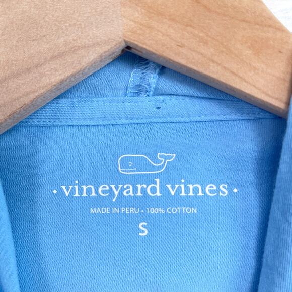 Vineyard Vines Snowman Whale Long-Sleeve Hooded Pocket Tee Blue Mens Small - Picture 8 of 8